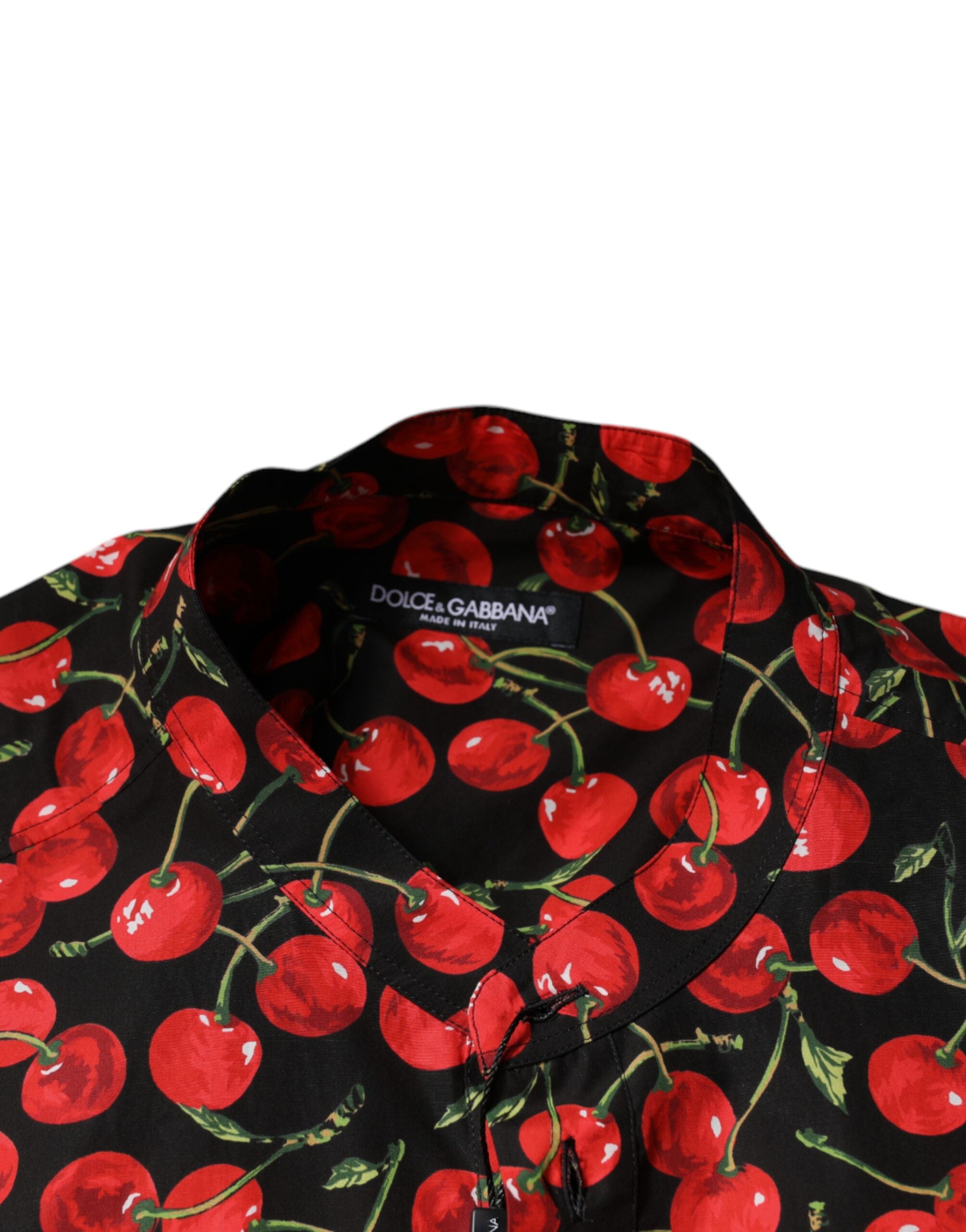 Dolce & Gabbana Black Cherry Cotton Button-Down Casual Shirt